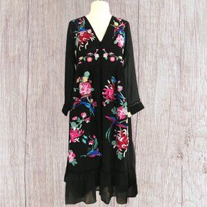 Asos Dress Black Floral Embroidered 8